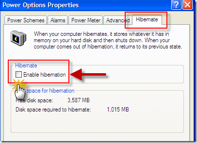 วิธีการลบไฟล์ hiberfil.sys สำหรับ Windows XP