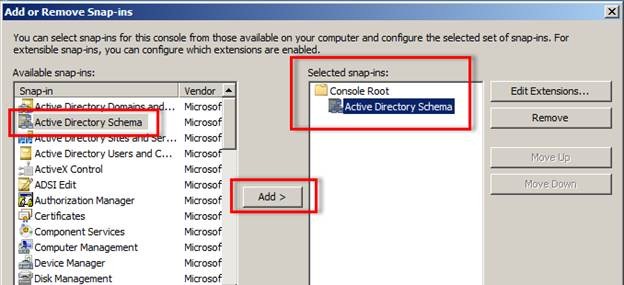 การเปิดใช้งาน Active Directory Schema