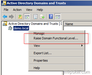 การ Raise Domain & Forest Functional Level 