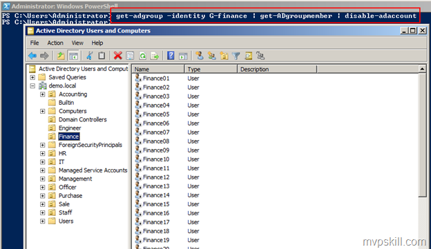 ตัวอย่างการใช้งาน PowerShell กับ user, OU, Groups, Computer Account