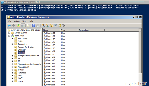 ตัวอย่างการใช้งาน PowerShell กับ user, OU, Groups, Computer Account