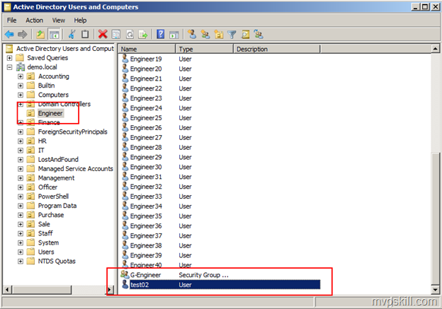 ตัวอย่างการใช้งาน PowerShell กับ user, OU, Groups, Computer Account