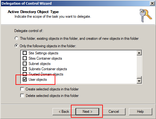 การ Delegate Reset Password / Unlock User Account