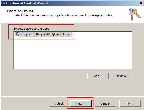 การ Delegate Reset Password / Unlock User Account