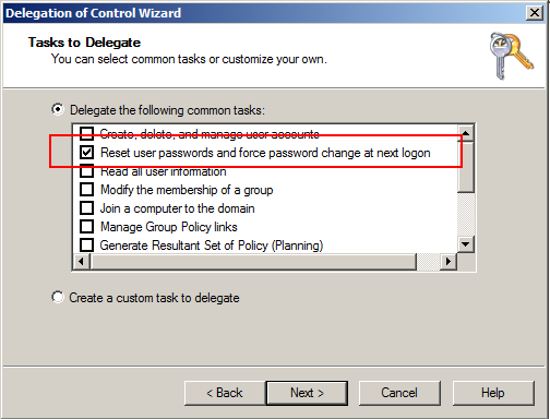 การ Delegate Reset Password / Unlock User Account