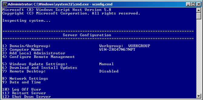 การใช้งาน Server Core ผ่าน Remote ด้วย Sconfig.cmd และ RSAT
