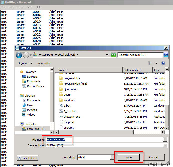 วิธีลบ User จำนวนมากด้วย Command Line net user 