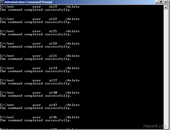 วิธีลบ User จำนวนมากด้วย Command Line net user 