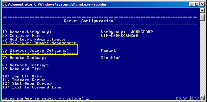วิธีการเปิด Windows Automatic Updates บน Server Core Windows 2008, Windows 2008R2