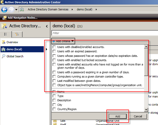 รู้จักเครื่องมือของ Active Directory Administrative Center บน Windows Server 2008R2
