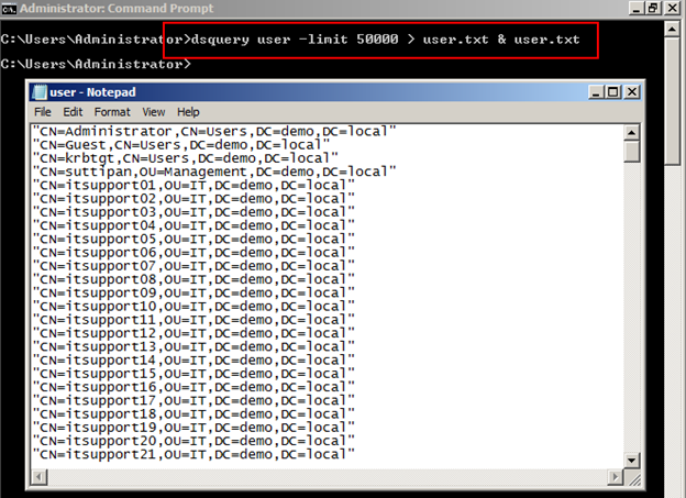 การค้นหา Object ใน Active Directory โดยใช้คำสั่ง ds commandline