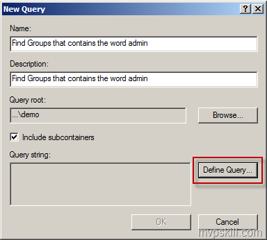 วิธีการ สร้าง Saved Queries สำหรับ Active Directory