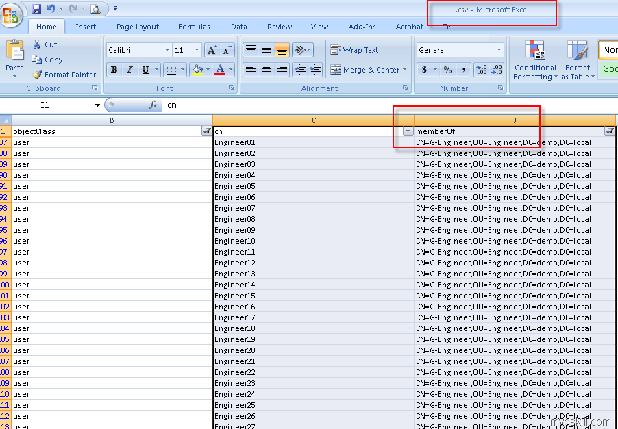 การค้นหาสมาชิกของ Group ใน Active Directory