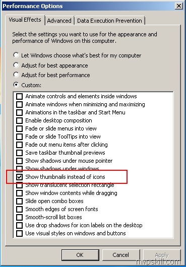 ปรับ Windows 7 ให้โชว์รูป Thumbnails แทน Icon