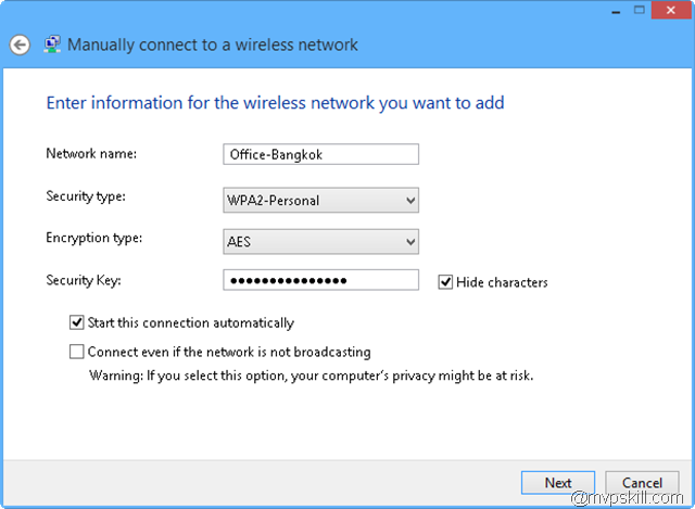 การจัดการ Wireless Profile สำหรับ Windows 8, Create Wireless Profile Windows8, Windows 8 Wirelss Setting, ตั้งค่า Wireless Windows8, Windows 8 Wireless