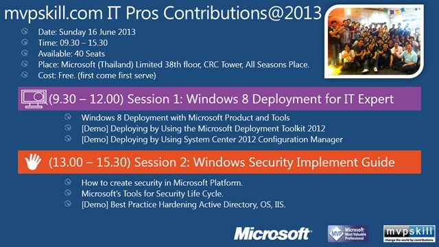 Windows 8 Deployment with MDT 2012, Windows Security, IT PRo Contribution 2013, Suttipan Passorn