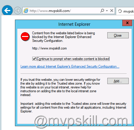 server 2016 internet explorer enhanced security disable