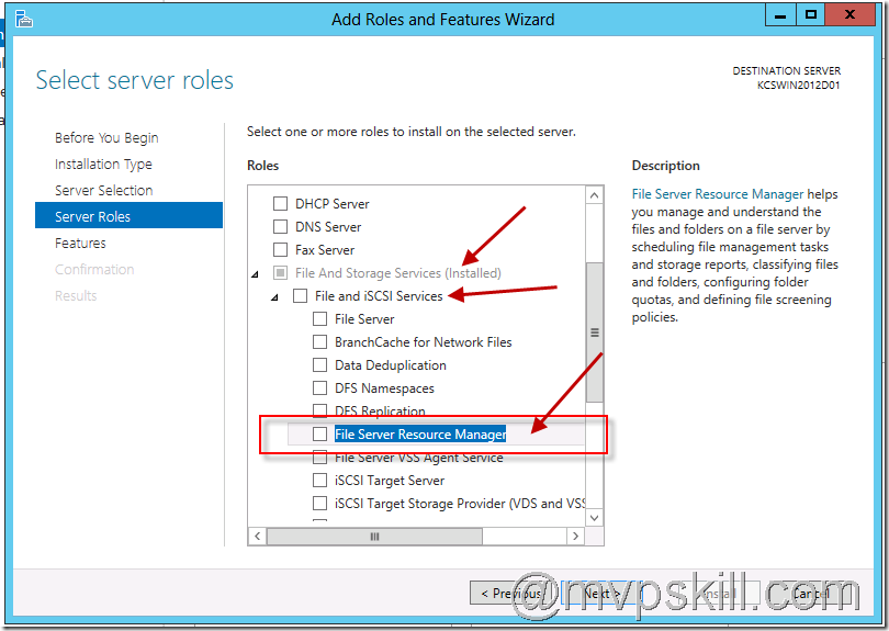 Windows Server 2012 ติดตั้ง File Server Resource Manager