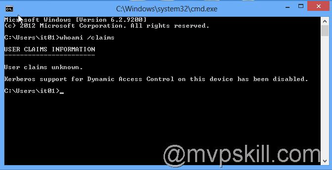 User Claims Unknow ปัญหา Kerberos support for dynamic access control on this device has been disabled. 