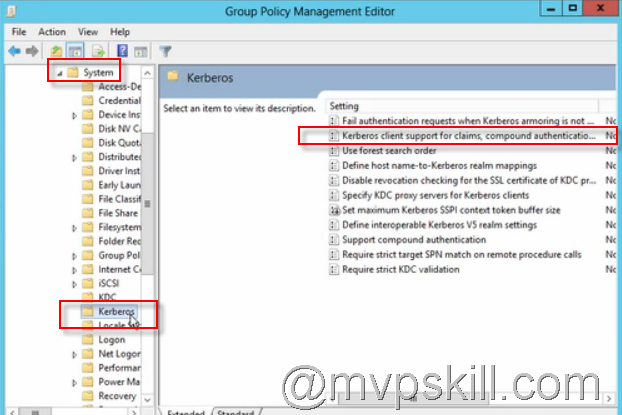 User Claims Unknow ปัญหา Kerberos support for dynamic access control on this device has been disabled. 