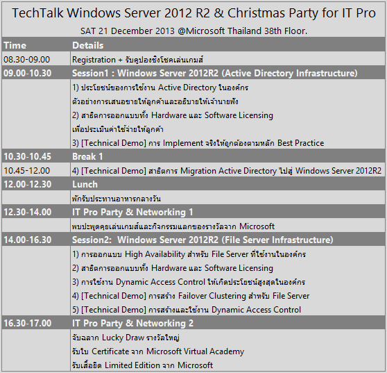 TechTalk Windows Server 2012R2 & Christmas Party for IT Pro