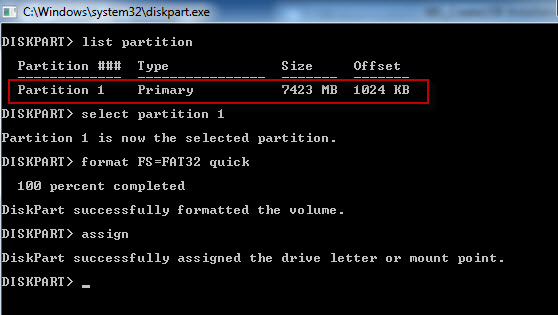 การทำ USB Bootable ด้วย DiskPart.exe