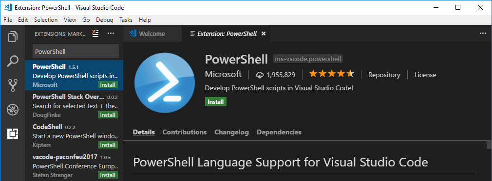 Visual Studio Code Power Shell Extension