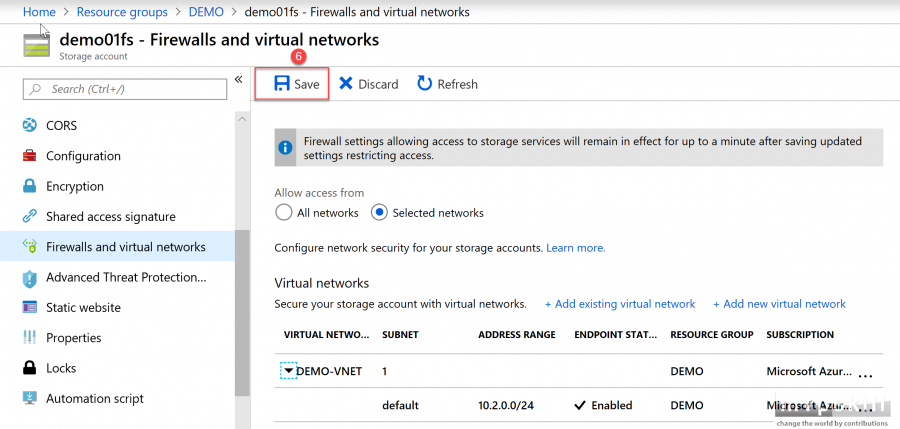 การกำหนด Firewall and Virtual Networks#3